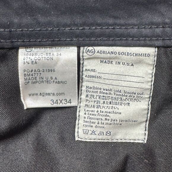 AG Adriano Goldschmied Jeans Mens 34x34 Black The Protege Straight Leg Pants - Picture 12 of 14